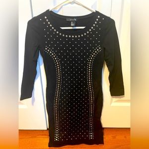 Forever 21 bodycon midi black studded dress size Small